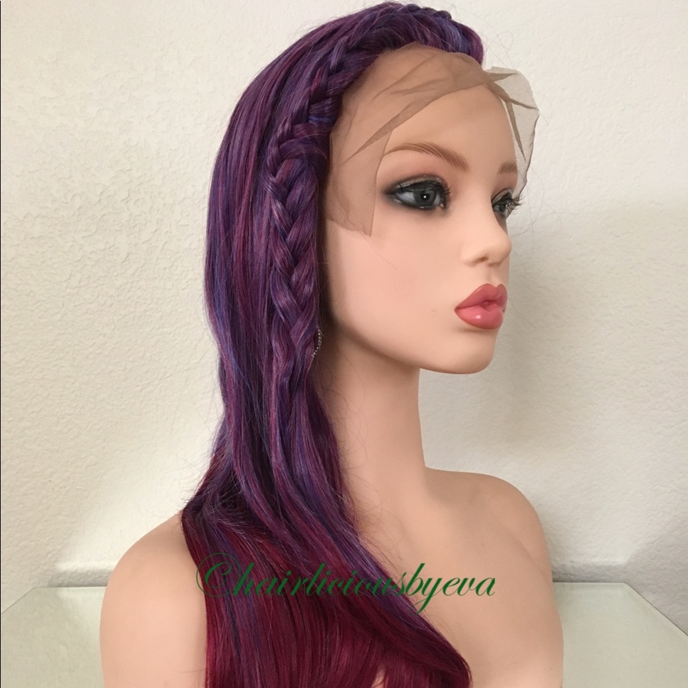 Mixed colors wig Swiss lace front wavy 22” Long - Picture 3 of 8